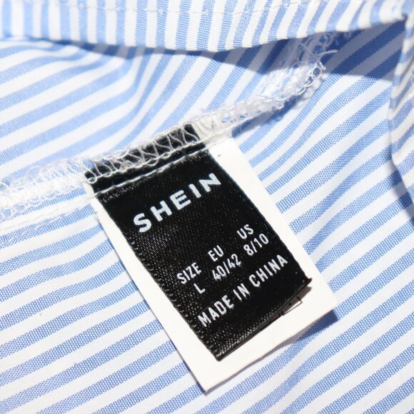 🌊 Beautiful Blue & White Striped Blouse by Shein – Size L - Picture 2 of 6